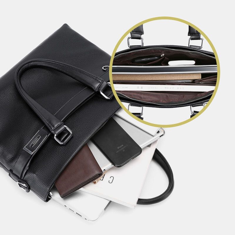 Hombres De Negocios De Cuero De Imitación De 15.6 Pulgadas Bolso Para Computadora Portátil Maletines Bolso Bandolera