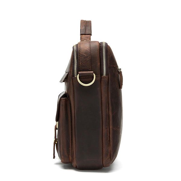 Maletín Con Honda De Cuero Genuino Bolso Vintage Bolso De Hombreajero De Doble Uso Para Hombres