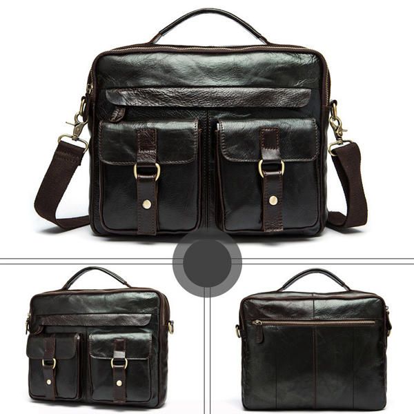 Maletín Con Honda De Cuero Genuino Bolso Vintage Bolso De Hombreajero De Doble Uso Para Hombres