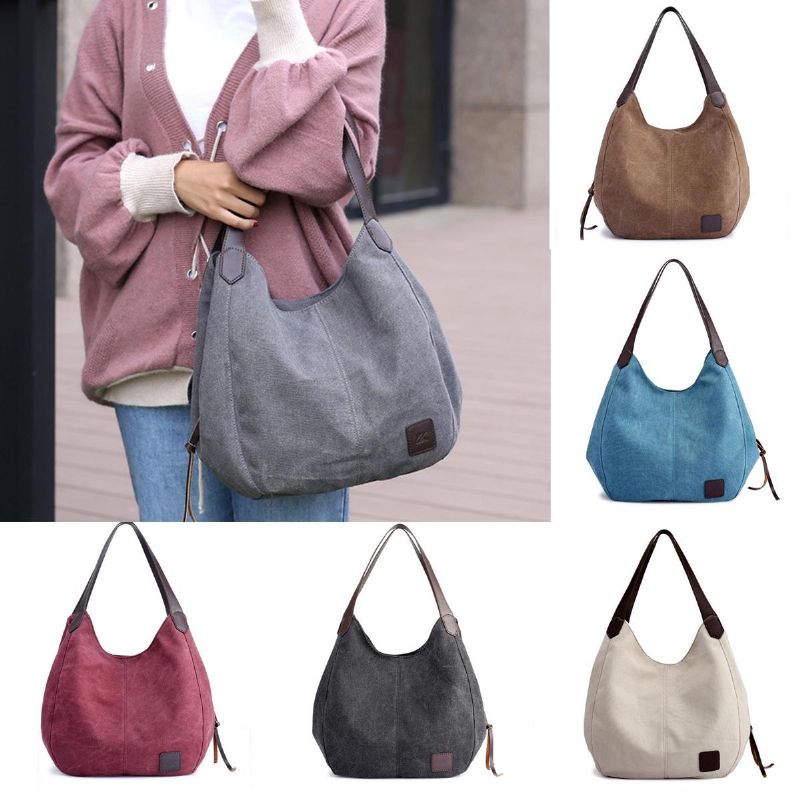 Mujeres Vintage Ladies Large Canvas Handbag Travel Shoulder Bag Casual Tote