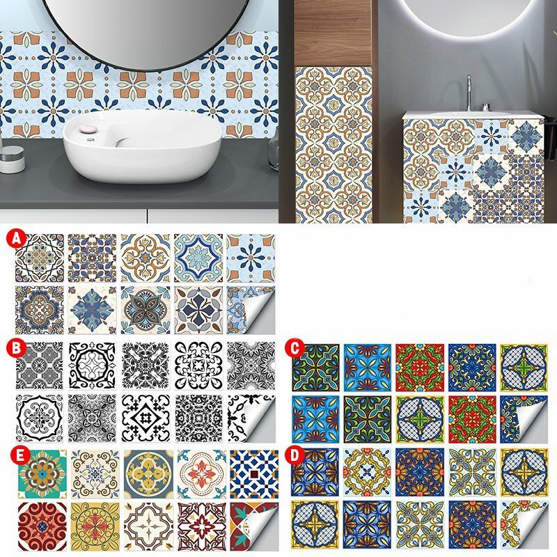 10 Piezas 10x10 15x15 20x20cm Azulejos De Pared Pegatinas Cocina Baño Inodoro Pvc Impermeable