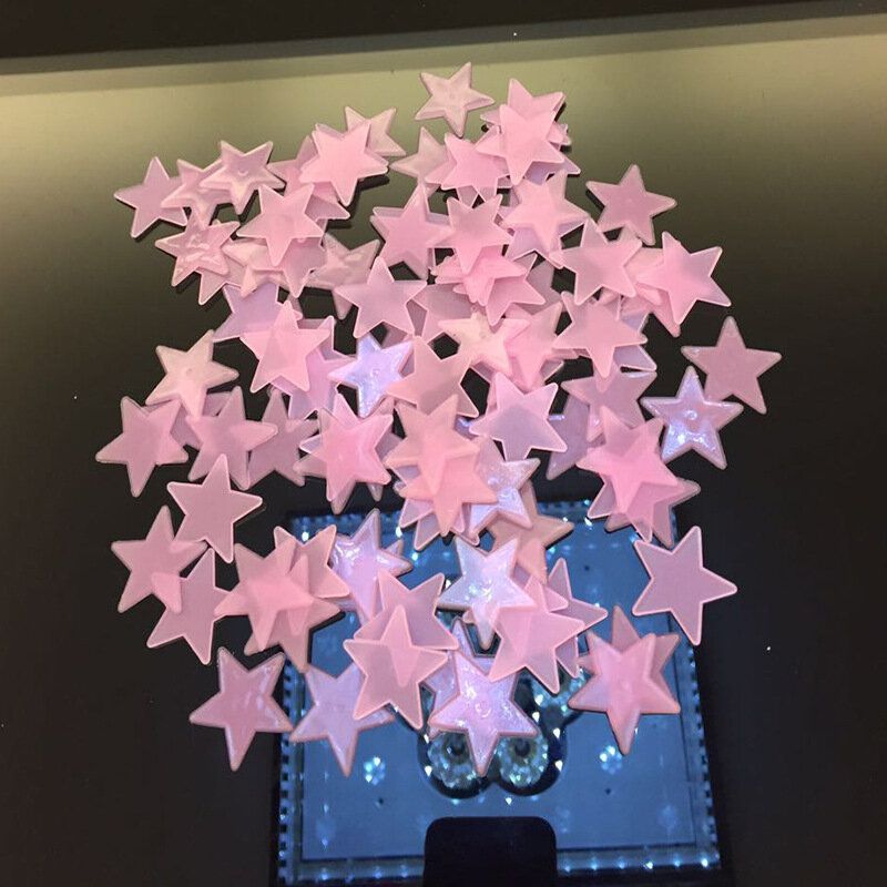 100 Piezas 3d Estrellas Brillan En La Oscuridad Cinta Luminosa Fluorescente Plástico Etiqueta De La Pared Decoración De La Pared