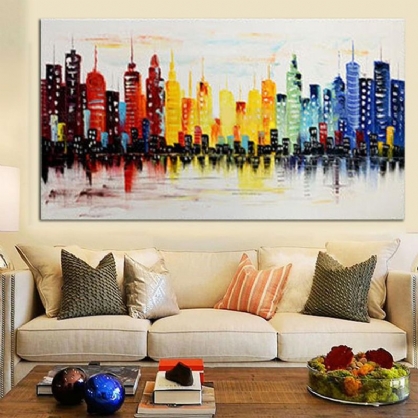 120x60cm Ciudad Moderna Lienzo Pintura Abstracta Impresión Sala De Estar Decoración De Pared Sin Marco Arte De Papel