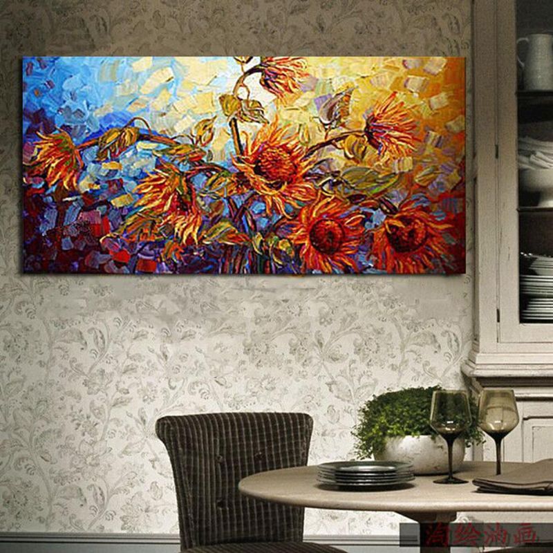 120x60cm Flor Abstracta Impresión De Lienzo Arte Pinturas Al Óleo Decoración De La Pared Del Hogar Sin Marco