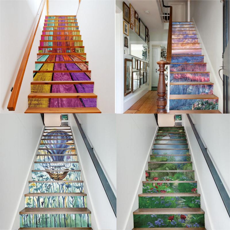 13 Piezas 3d Pegatina Para Elevador De Escalera Autoadhesivo Impermeable Diy Mural Pared Arte Pegatina