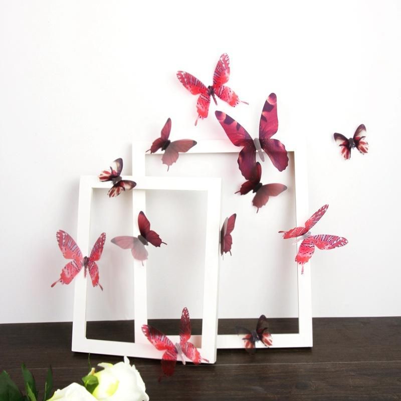 18 Unids 3d Transparente Mariposa Pegatinas De Pared Pvc Estilo Europeo Americano Decoración De Pasta De Color