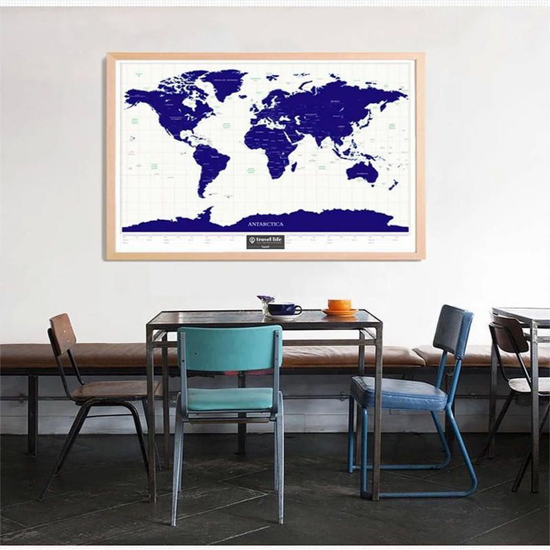 1pc Nuevo Mapa Del Mundo De Lujo Luminoso De Alta Calidad Caliente Mapa De Rasguño De Viaje Con Etiqueta De Pared Starlight