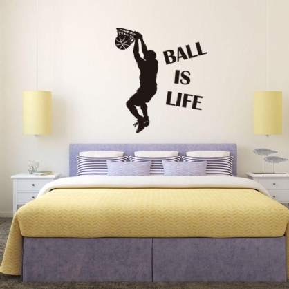 1pc Venta Caliente Papel Tapiz Ball Is Life Jugando Baloncesto Etiqueta De Pared Deportiva Para Habitaciones De Niños Mural Decoración Calcomanía Pvc Extraíble Nuevo Movimiento Impermeable Es La Vida Póster De Pared