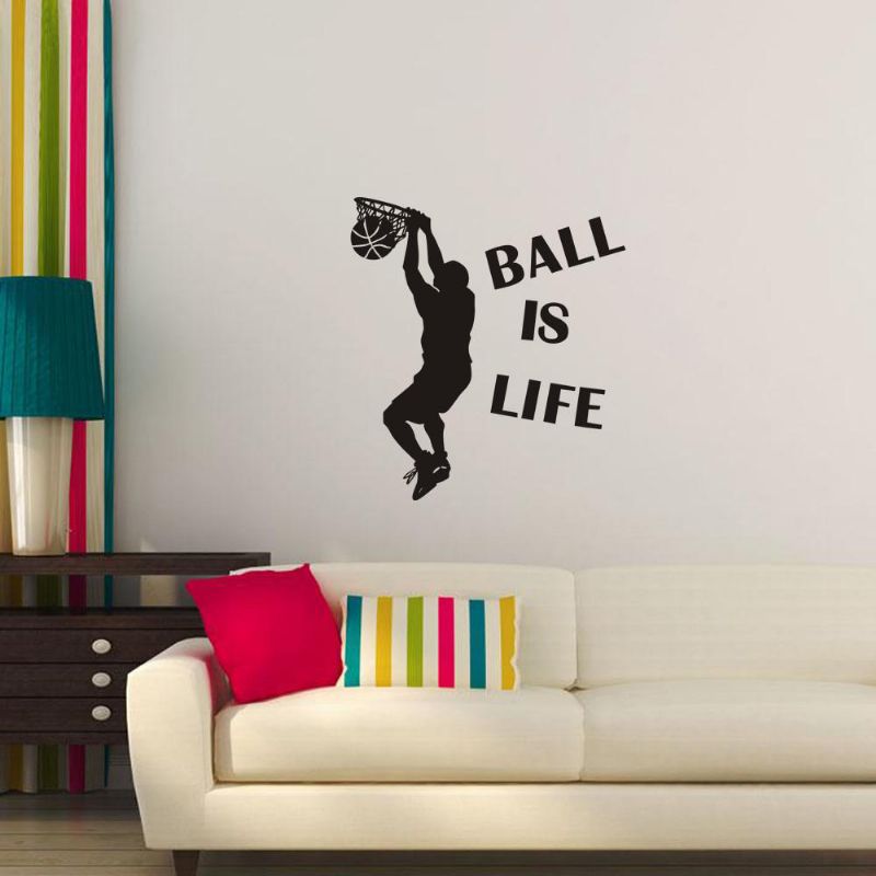 1pc Venta Caliente Papel Tapiz Ball Is Life Jugando Baloncesto Etiqueta De Pared Deportiva Para Habitaciones De Niños Mural Decoración Calcomanía Pvc Extraíble Nuevo Movimiento Impermeable Es La Vida Póster De Pared