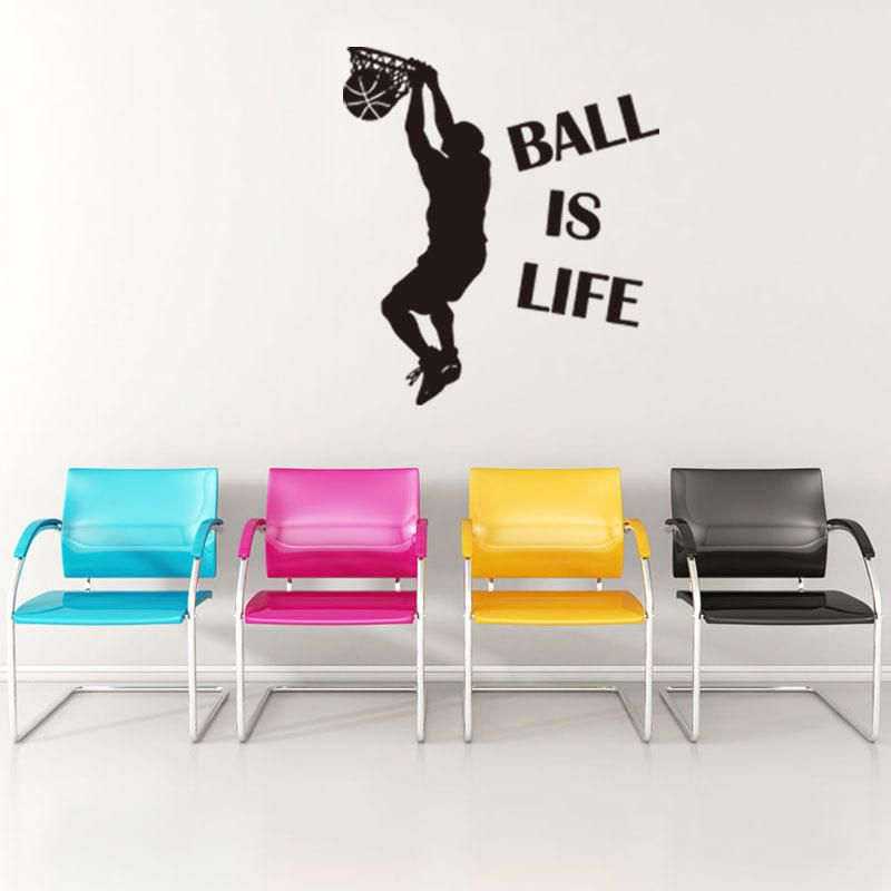 1pc Venta Caliente Papel Tapiz Ball Is Life Jugando Baloncesto Etiqueta De Pared Deportiva Para Habitaciones De Niños Mural Decoración Calcomanía Pvc Extraíble Nuevo Movimiento Impermeable Es La Vida Póster De Pared