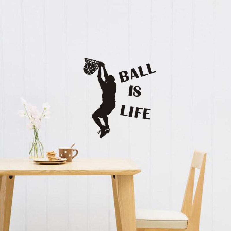 1pc Venta Caliente Papel Tapiz Ball Is Life Jugando Baloncesto Etiqueta De Pared Deportiva Para Habitaciones De Niños Mural Decoración Calcomanía Pvc Extraíble Nuevo Movimiento Impermeable Es La Vida Póster De Pared