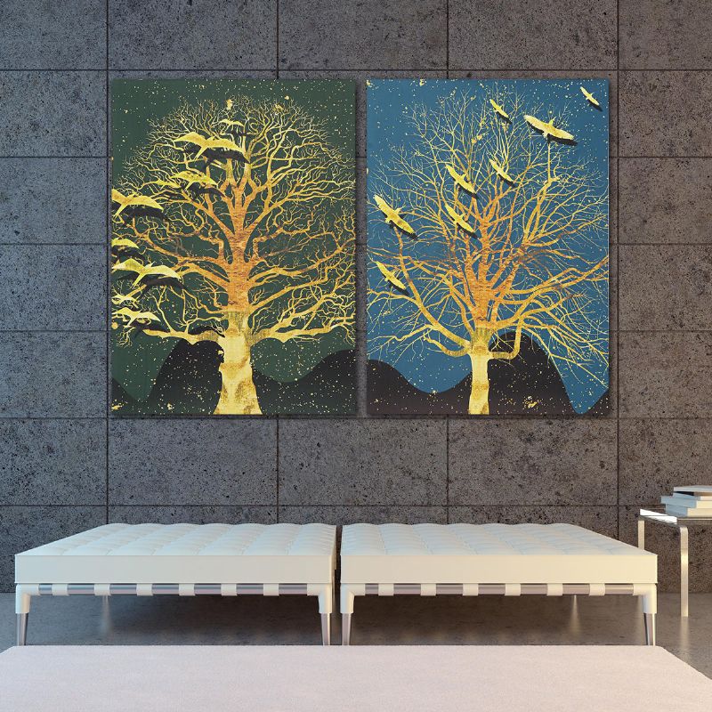 2 Piezas Moderno Árbol Lienzo Impresión Pinturas Arte De La Pared Sin Marco Imagen Decoración Del Hogar