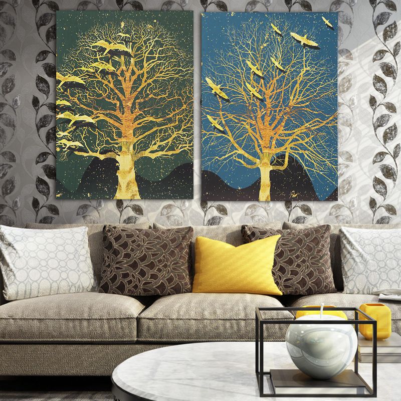 2 Piezas Moderno Árbol Lienzo Impresión Pinturas Arte De La Pared Sin Marco Imagen Decoración Del Hogar