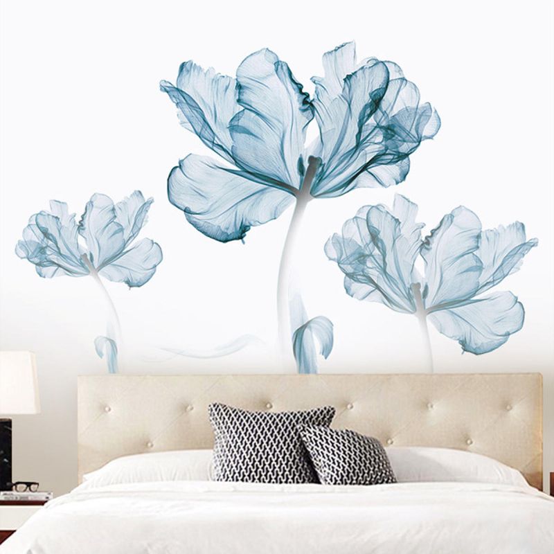 2 Uds Gran Flor Azul Diy Pegatina De Pared Arte Pegatinas Vinilo Cita Calcomanía Decoración Del Hogar