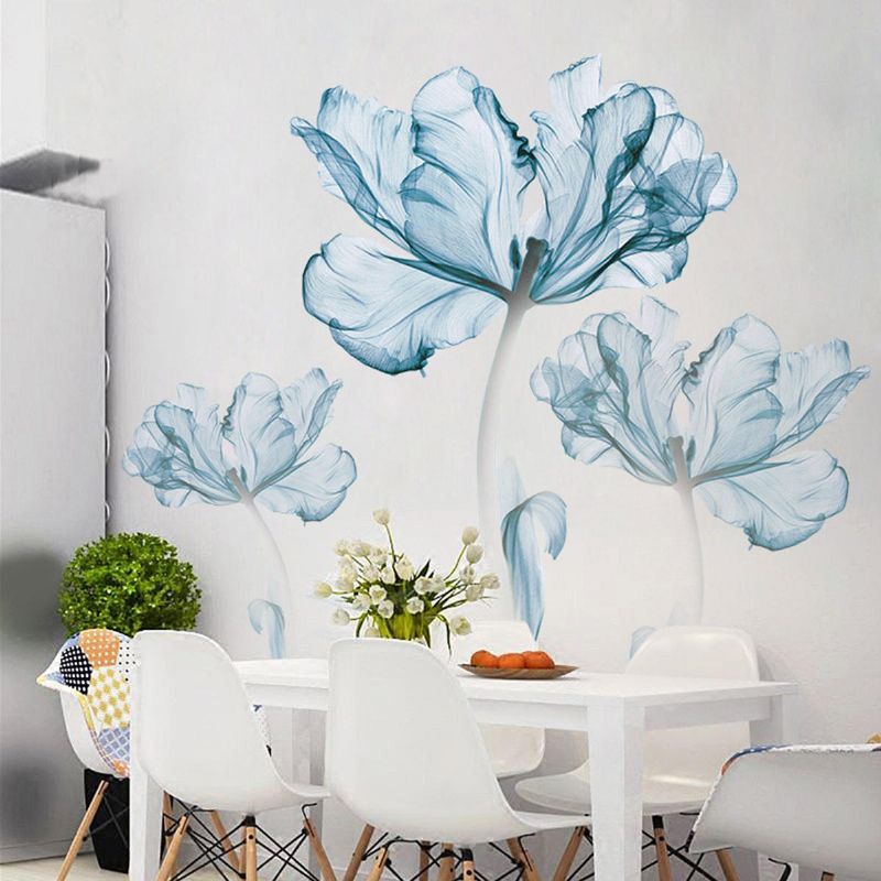 2 Uds Gran Flor Azul Diy Pegatina De Pared Arte Pegatinas Vinilo Cita Calcomanía Decoración Del Hogar