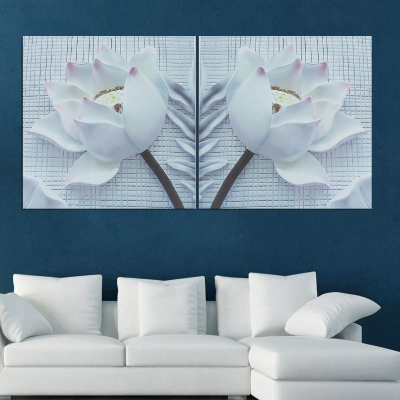 2pcs Impresión De Lienzo Nórdico Flor 3d Rosa Blanca Imagen De Arte De Pared Pinturas De Pared Imágenes Sin Marco