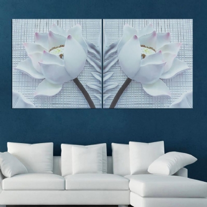 2pcs Impresión De Lienzo Nórdico Flor 3d Rosa Blanca Imagen De Arte De Pared Pinturas De Pared Imágenes Sin Marco