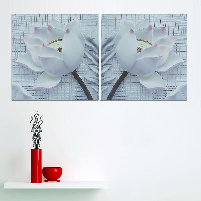 2pcs Impresión De Lienzo Nórdico Flor 3d Rosa Blanca Imagen De Arte De Pared Pinturas De Pared Imágenes Sin Marco