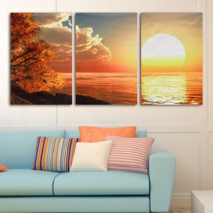 3 Día De Cascada Escena De Puesta De Sol Lienzo Pintura Decorativa Imagen De Pared Decoración Del Hogar Sin Marco