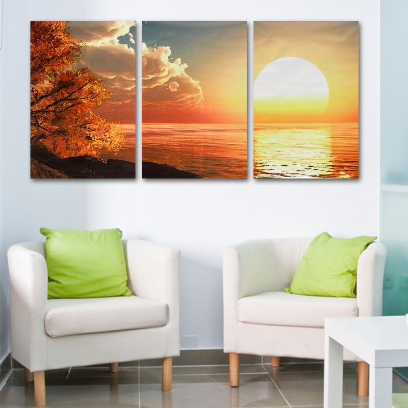 3 Día De Cascada Escena De Puesta De Sol Lienzo Pintura Decorativa Imagen De Pared Decoración Del Hogar Sin Marco