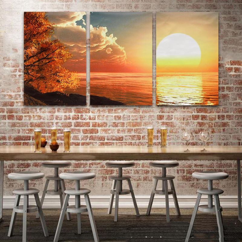 3 Día De Cascada Escena De Puesta De Sol Lienzo Pintura Decorativa Imagen De Pared Decoración Del Hogar Sin Marco