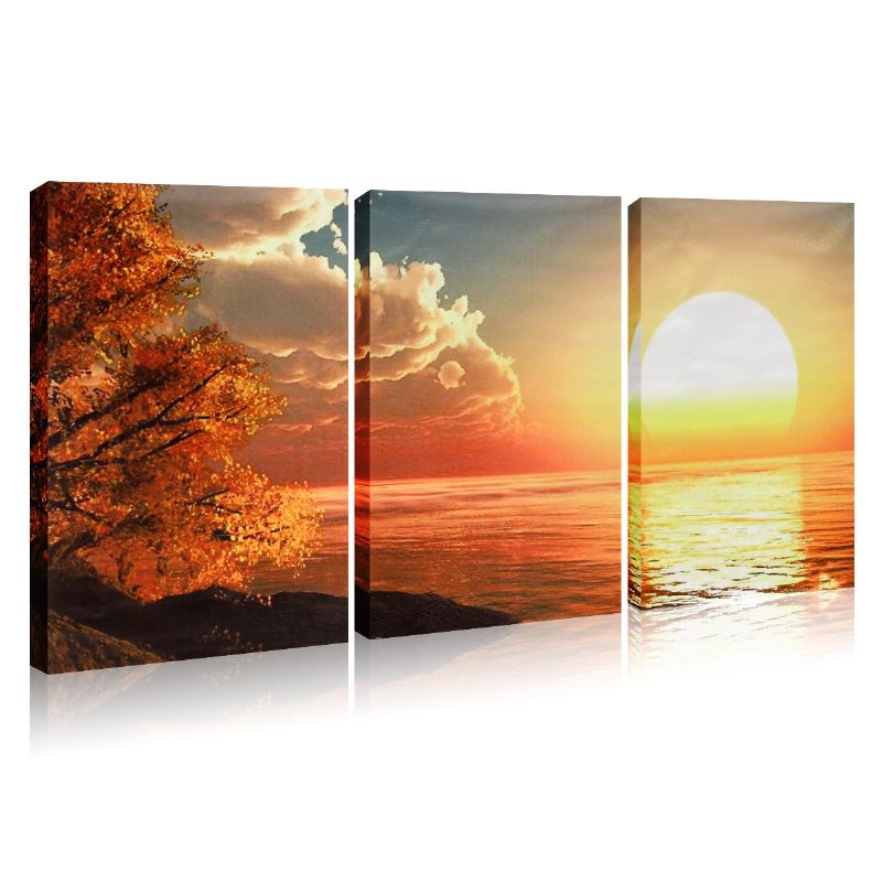 3 Día De Cascada Escena De Puesta De Sol Lienzo Pintura Decorativa Imagen De Pared Decoración Del Hogar Sin Marco