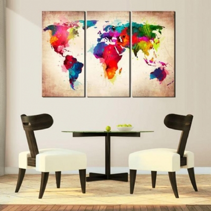 3 Piezas Abstracto Mapa Del Mundo Lienzo Impreso Pinturas Pared Arte Imagen Decoración Sin Marco Decoraciones Para El Hogar