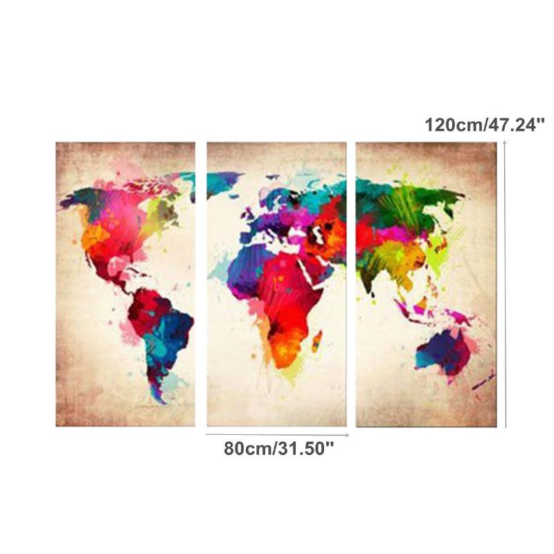 3 Piezas Abstracto Mapa Del Mundo Lienzo Impreso Pinturas Pared Arte Imagen Decoración Sin Marco Decoraciones Para El Hogar