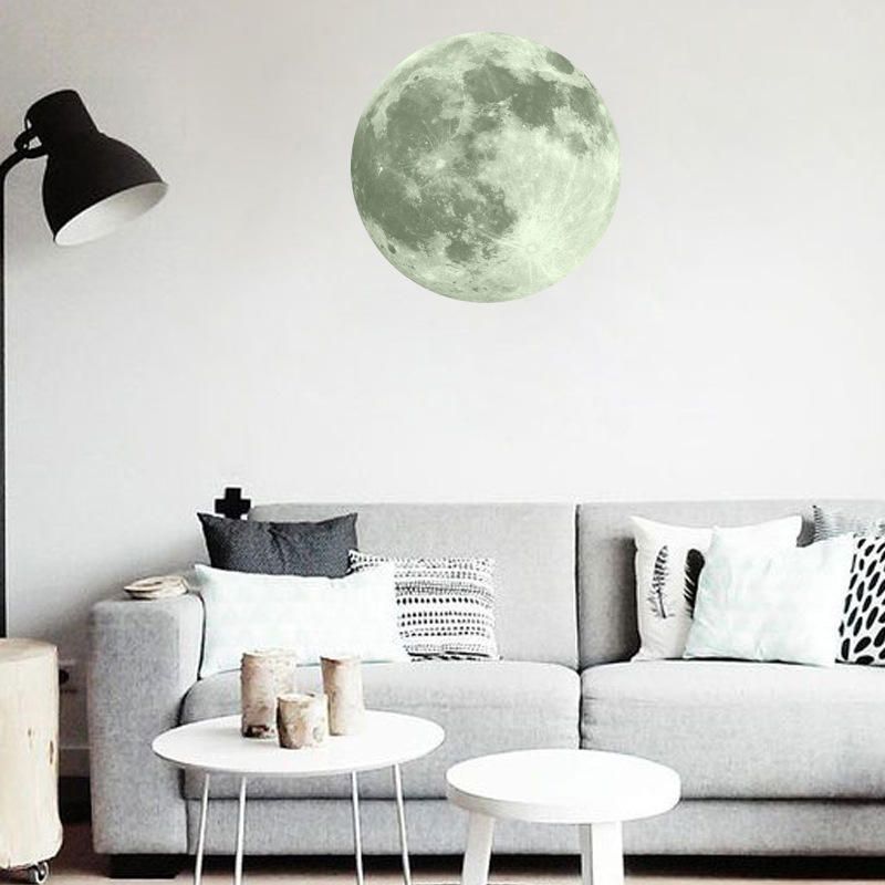 30cm Luna Grande Que Brilla En La Oscuridad Luminoso Diy Etiqueta De La Pared Living Home Decor