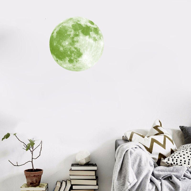 30cm Luna Grande Que Brilla En La Oscuridad Luminoso Diy Etiqueta De La Pared Living Home Decor