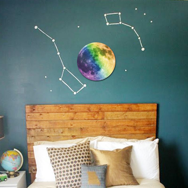 30cm Pegatina De Pared De Luna Grande Colorida Extraíble Pegatinas Luminosas Que Brillan En La Oscuridad Decoración Del Hogar