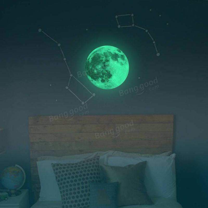 30cm Pegatina De Pared De Luna Grande Colorida Extraíble Pegatinas Luminosas Que Brillan En La Oscuridad Decoración Del Hogar