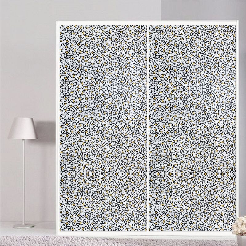 35.4x78.7 Pulgada Estático Cling Frosted Stained Window Film Flor Etiqueta De Vidrio