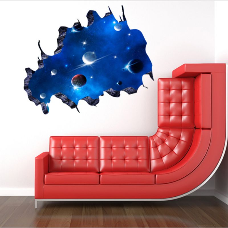 3d Azul Universo Galaxia Planeta Niños Pegatinas De Pared Calcomanías Murales Para Habitaciones De Niños Guardería Bebé Dormitorio Decoración Del Hogar