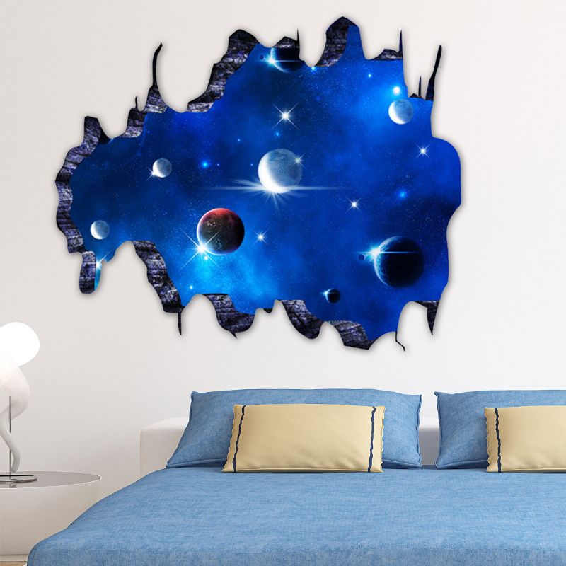 3d Azul Universo Galaxia Planeta Niños Pegatinas De Pared Calcomanías Murales Para Habitaciones De Niños Guardería Bebé Dormitorio Decoración Del Hogar