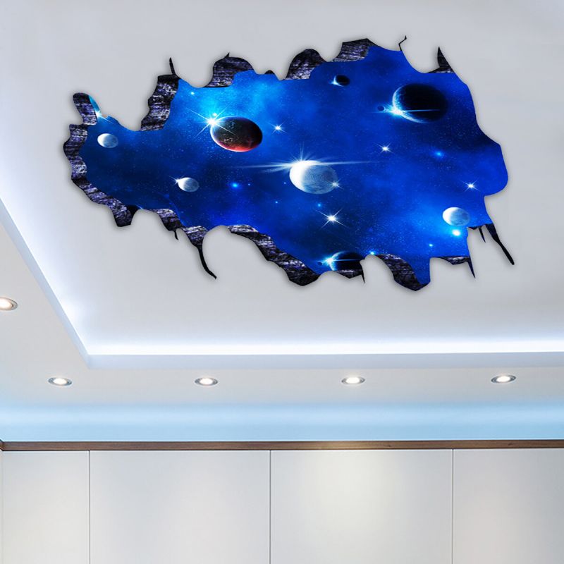 3d Azul Universo Galaxia Planeta Niños Pegatinas De Pared Calcomanías Murales Para Habitaciones De Niños Guardería Bebé Dormitorio Decoración Del Hogar