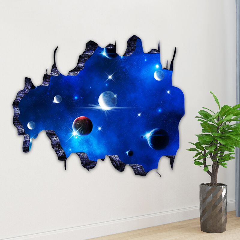 3d Azul Universo Galaxia Planeta Niños Pegatinas De Pared Calcomanías Murales Para Habitaciones De Niños Guardería Bebé Dormitorio Decoración Del Hogar