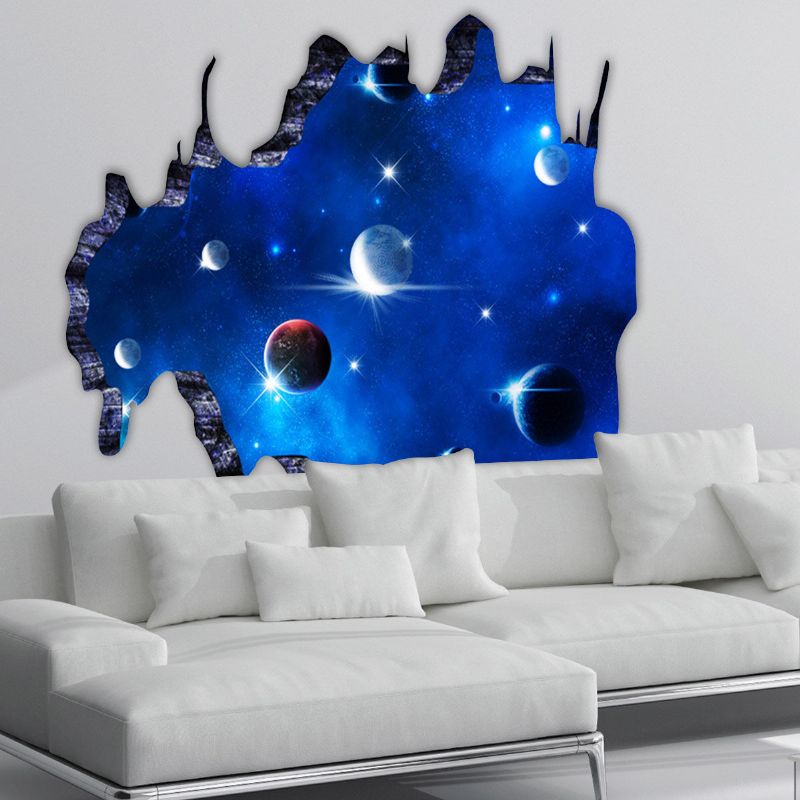 3d Azul Universo Galaxia Planeta Niños Pegatinas De Pared Calcomanías Murales Para Habitaciones De Niños Guardería Bebé Dormitorio Decoración Del Hogar