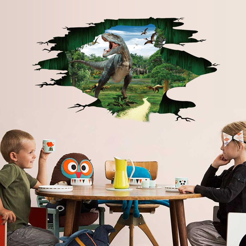 3d Dinosaur Paradise Jurassic World Kindergarten Pegatinas De Pared Pvc Pegatinas Estéreo Extraíbles 60 * 90 cm