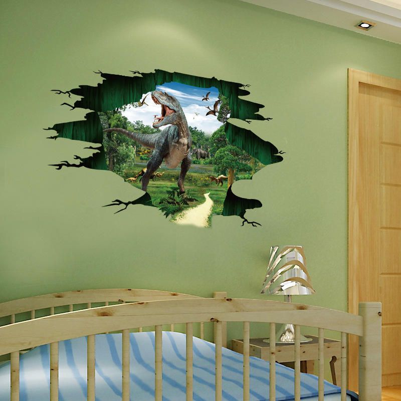 3d Dinosaur Paradise Jurassic World Kindergarten Pegatinas De Pared Pvc Pegatinas Estéreo Extraíbles 60 * 90 cm