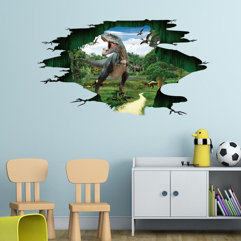 3d Dinosaur Paradise Jurassic World Kindergarten Pegatinas De Pared Pvc Pegatinas Estéreo Extraíbles 60 * 90 cm