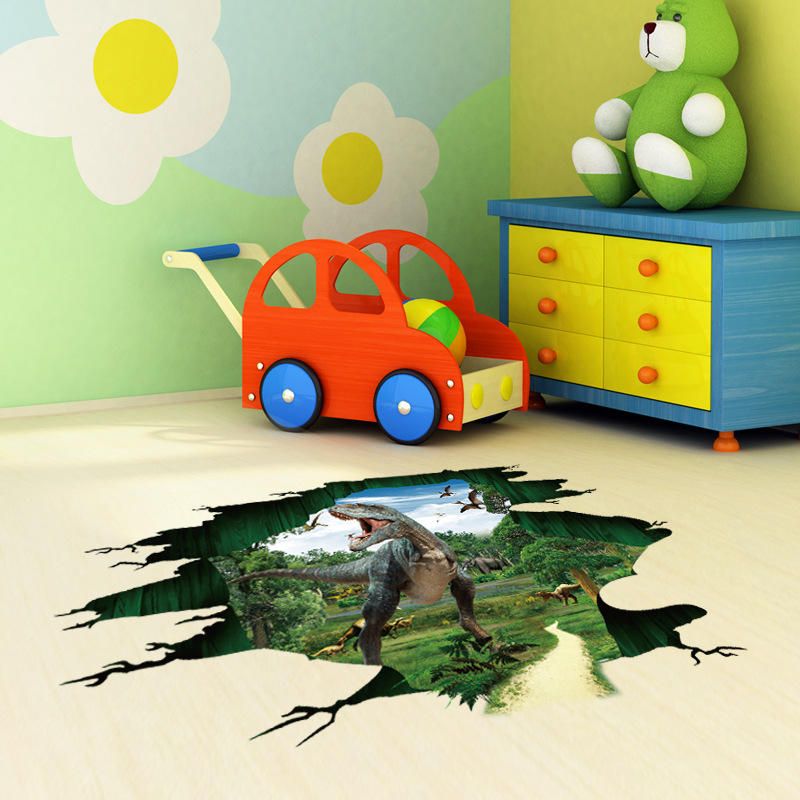 3d Dinosaur Paradise Jurassic World Kindergarten Pegatinas De Pared Pvc Pegatinas Estéreo Extraíbles 60 * 90 cm