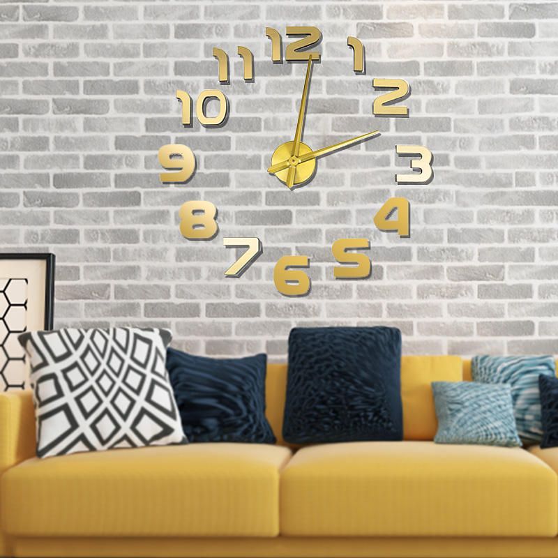 3d Diy Etiqueta De La Pared Reloj De Gran Tamaño Espejo Decoración De Superficie De Cuarzo