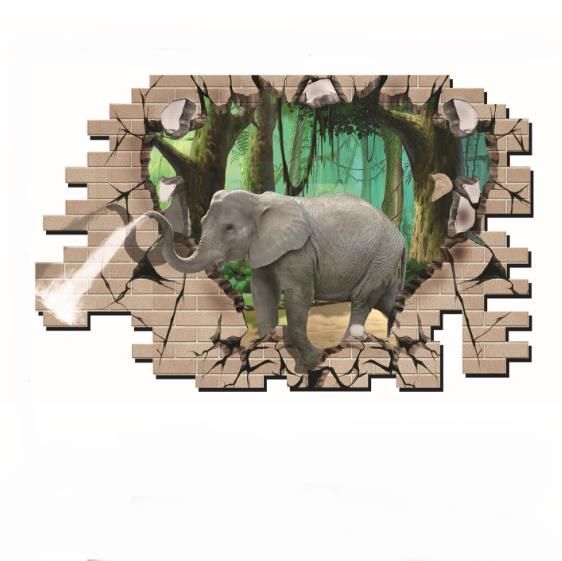 3d Elefante Bosque Sala De Estar Dormitorio Animales Piso Hogar Fondo Decoración De Pared Pegatinas Creativas