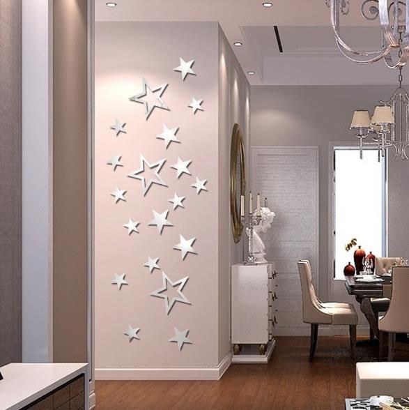 3d Estrella Multicolor Diy Forma Espejo Pegatinas De Pared Hogar Pared Dormitorio Decoración De Oficina