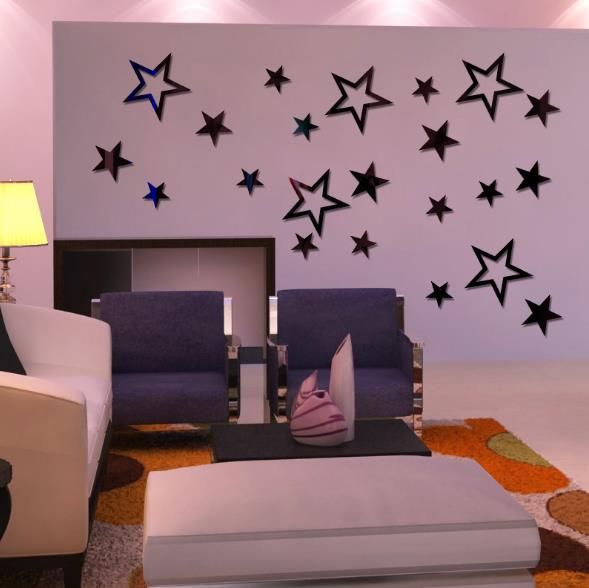 3d Estrella Multicolor Diy Forma Espejo Pegatinas De Pared Hogar Pared Dormitorio Decoración De Oficina