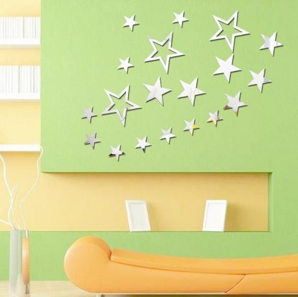 3d Estrella Multicolor Diy Forma Espejo Pegatinas De Pared Hogar Pared Dormitorio Decoración De Oficina