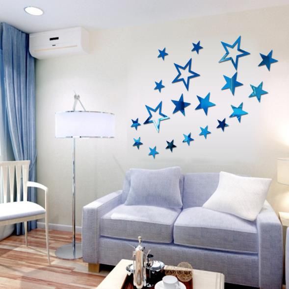 3d Estrella Multicolor Diy Forma Espejo Pegatinas De Pared Hogar Pared Dormitorio Decoración De Oficina