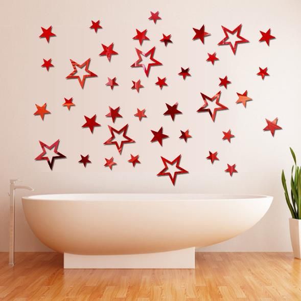 3d Estrella Multicolor Diy Forma Espejo Pegatinas De Pared Hogar Pared Dormitorio Decoración De Oficina