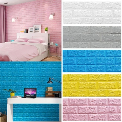 3d Ladrillo Diy Pegatina De Pared Autoadhesivo Paneles Impermeables Papel Tapiz Calcomanía 3d Ladrillo Patrón Espuma Pared Pegatina Para Decoración Del Hogar